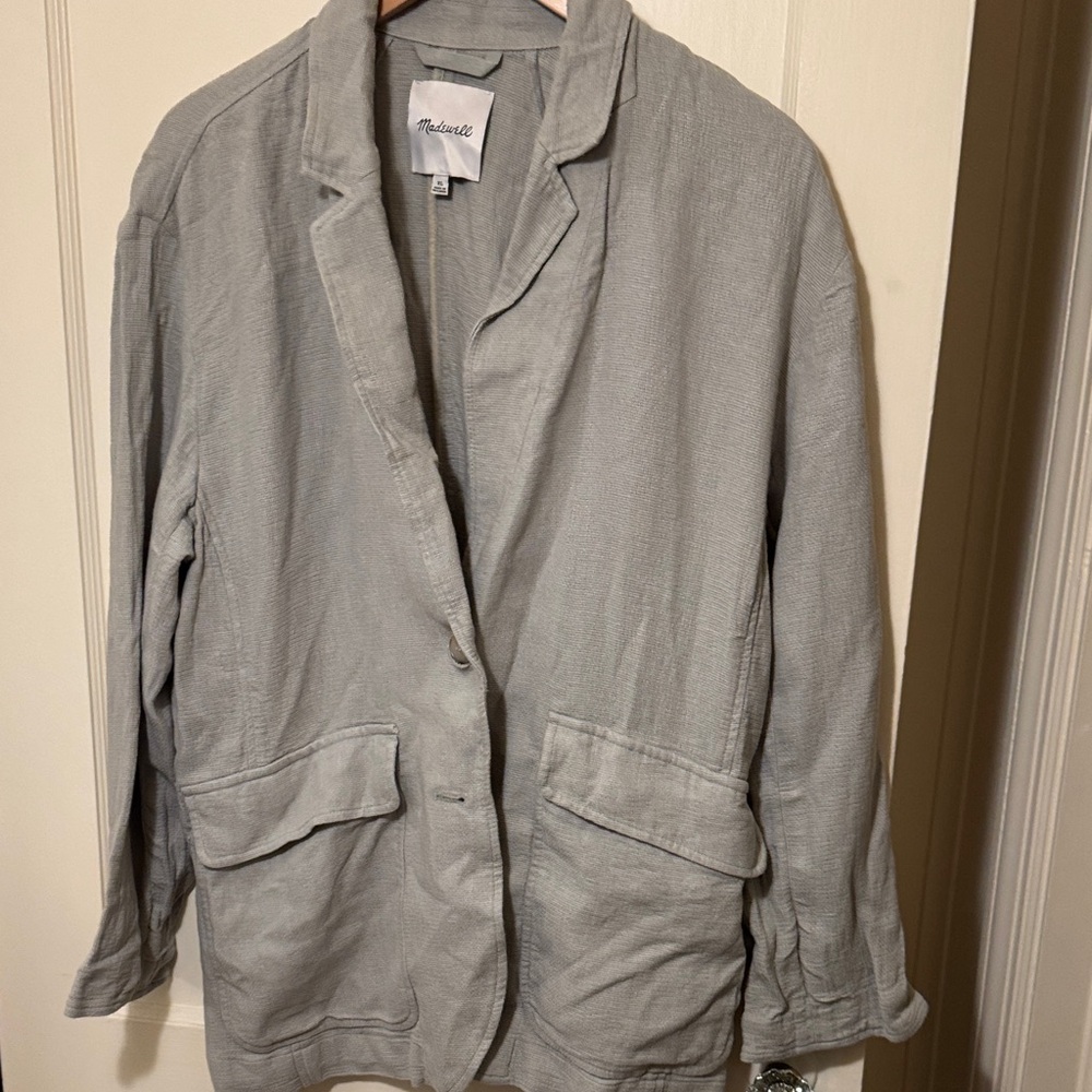 Madewell Textured Light green Gray Blazer linen blend new without tags xl